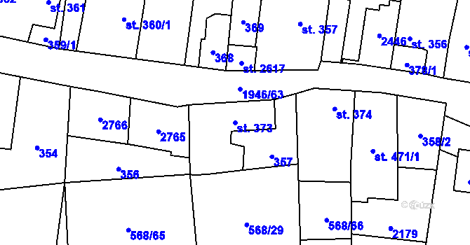 Parcela st. 373 v KÚ Třebechovice pod Orebem, Katastrální mapa