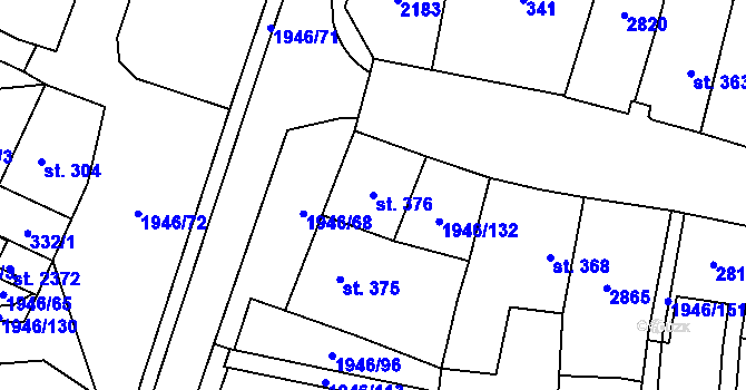 Parcela st. 376 v KÚ Třebechovice pod Orebem, Katastrální mapa