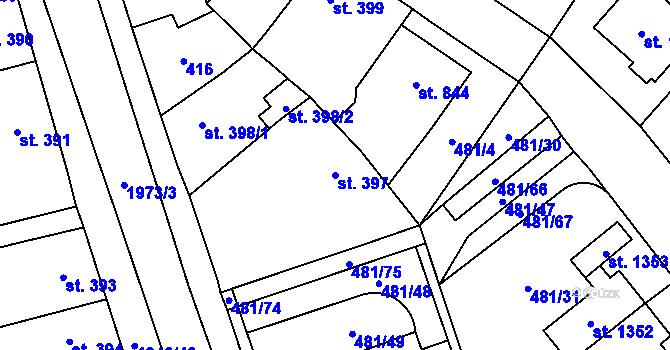 Parcela st. 397 v KÚ Třebechovice pod Orebem, Katastrální mapa