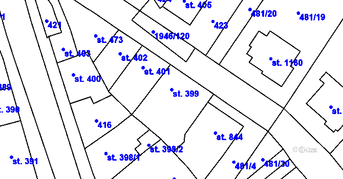 Parcela st. 399 v KÚ Třebechovice pod Orebem, Katastrální mapa