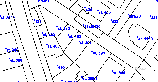 Parcela st. 401 v KÚ Třebechovice pod Orebem, Katastrální mapa