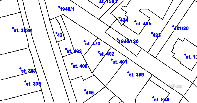 Parcela st. 402 v KÚ Třebechovice pod Orebem, Katastrální mapa