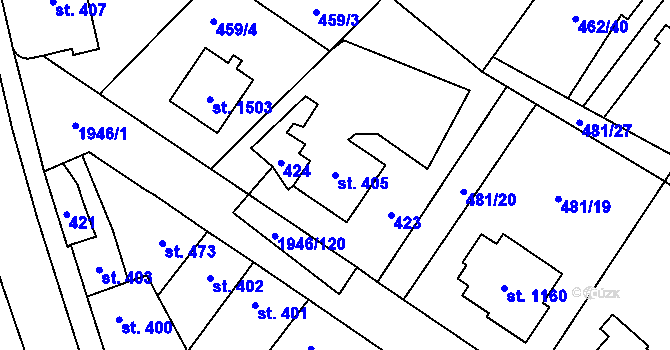 Parcela st. 405 v KÚ Třebechovice pod Orebem, Katastrální mapa