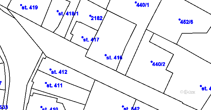 Parcela st. 416 v KÚ Třebechovice pod Orebem, Katastrální mapa