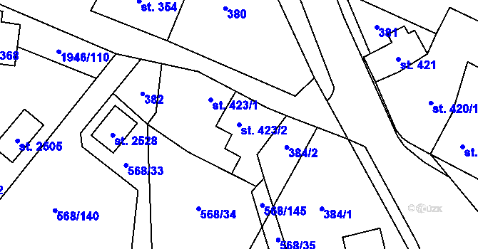 Parcela st. 423/2 v KÚ Třebechovice pod Orebem, Katastrální mapa