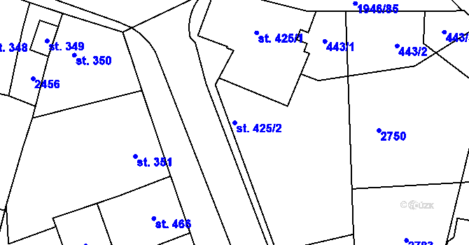 Parcela st. 425/2 v KÚ Třebechovice pod Orebem, Katastrální mapa