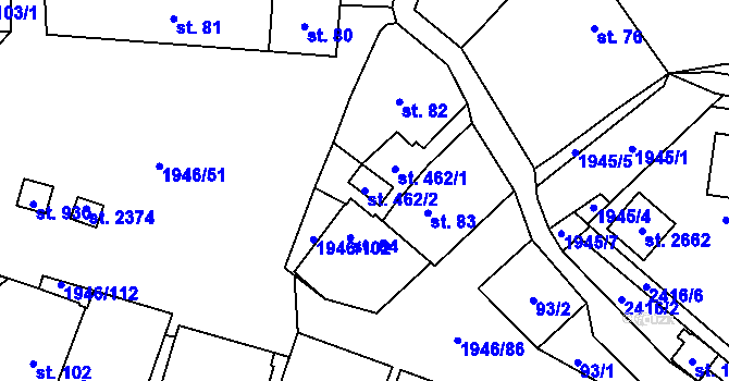 Parcela st. 462/2 v KÚ Třebechovice pod Orebem, Katastrální mapa