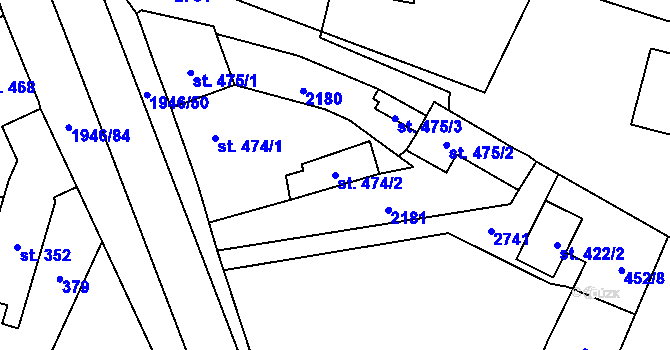 Parcela st. 474/2 v KÚ Třebechovice pod Orebem, Katastrální mapa