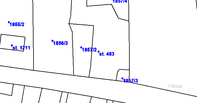 Parcela st. 483 v KÚ Třebechovice pod Orebem, Katastrální mapa