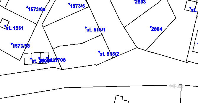 Parcela st. 515/2 v KÚ Třebechovice pod Orebem, Katastrální mapa