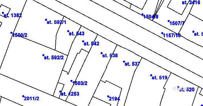 Parcela st. 538 v KÚ Třebechovice pod Orebem, Katastrální mapa