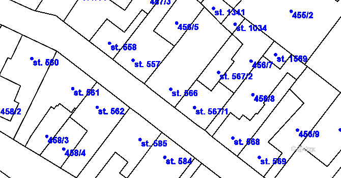 Parcela st. 566 v KÚ Třebechovice pod Orebem, Katastrální mapa