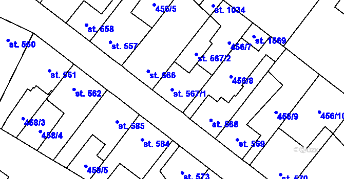 Parcela st. 567/1 v KÚ Třebechovice pod Orebem, Katastrální mapa