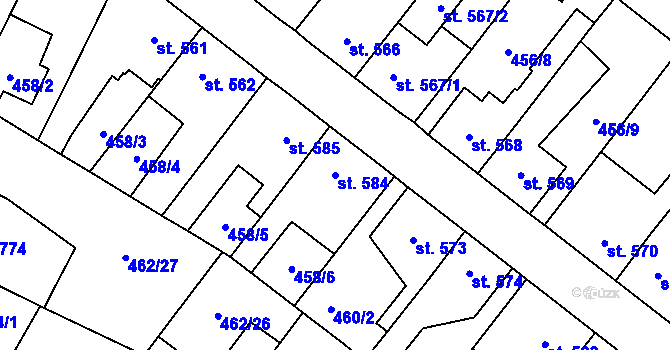 Parcela st. 584 v KÚ Třebechovice pod Orebem, Katastrální mapa
