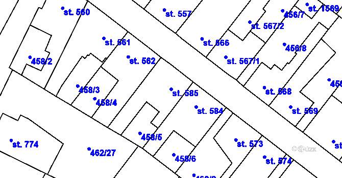 Parcela st. 585 v KÚ Třebechovice pod Orebem, Katastrální mapa