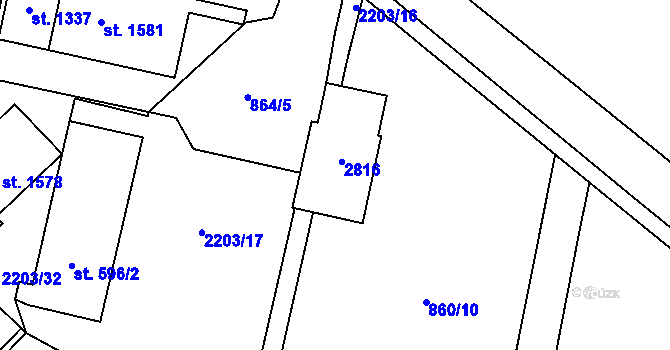 Parcela st. 596/1 v KÚ Třebechovice pod Orebem, Katastrální mapa
