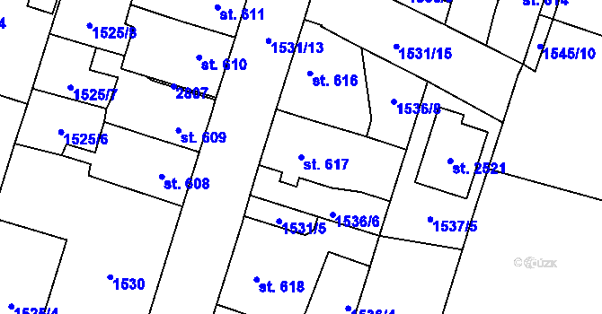 Parcela st. 617 v KÚ Třebechovice pod Orebem, Katastrální mapa