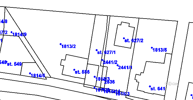 Parcela st. 627/1 v KÚ Třebechovice pod Orebem, Katastrální mapa