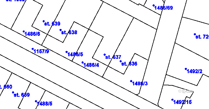 Parcela st. 637 v KÚ Třebechovice pod Orebem, Katastrální mapa