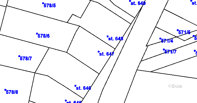 Parcela st. 647 v KÚ Třebechovice pod Orebem, Katastrální mapa