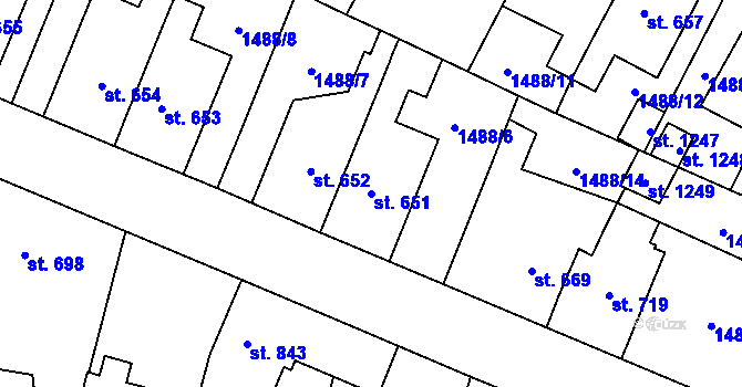 Parcela st. 651 v KÚ Třebechovice pod Orebem, Katastrální mapa