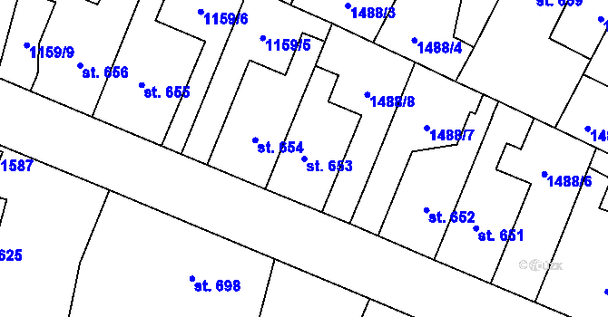 Parcela st. 653 v KÚ Třebechovice pod Orebem, Katastrální mapa