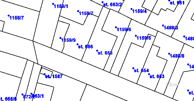 Parcela st. 655 v KÚ Třebechovice pod Orebem, Katastrální mapa