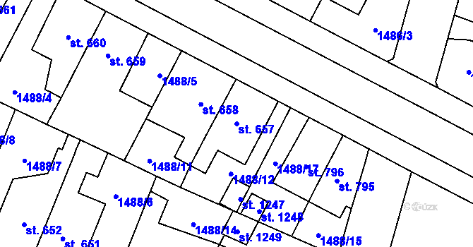 Parcela st. 657 v KÚ Třebechovice pod Orebem, Katastrální mapa