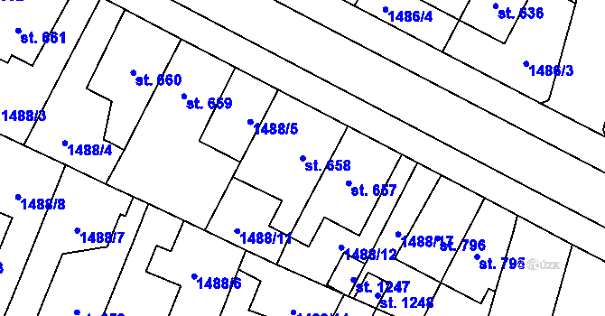 Parcela st. 658 v KÚ Třebechovice pod Orebem, Katastrální mapa