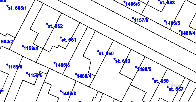 Parcela st. 660 v KÚ Třebechovice pod Orebem, Katastrální mapa