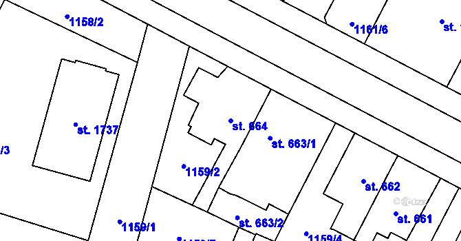Parcela st. 664 v KÚ Třebechovice pod Orebem, Katastrální mapa