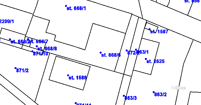 Parcela st. 668/6 v KÚ Třebechovice pod Orebem, Katastrální mapa