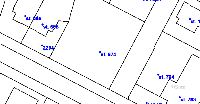 Parcela st. 674 v KÚ Třebechovice pod Orebem, Katastrální mapa
