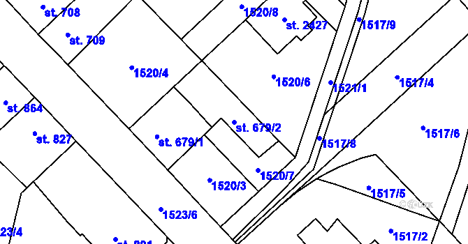 Parcela st. 679/2 v KÚ Třebechovice pod Orebem, Katastrální mapa