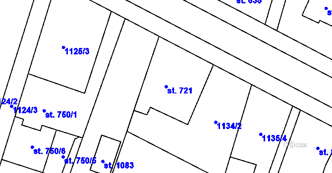 Parcela st. 721 v KÚ Třebechovice pod Orebem, Katastrální mapa