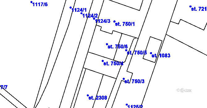 Parcela st. 750/7 v KÚ Třebechovice pod Orebem, Katastrální mapa