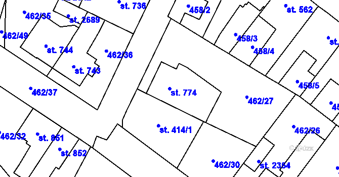 Parcela st. 774 v KÚ Třebechovice pod Orebem, Katastrální mapa