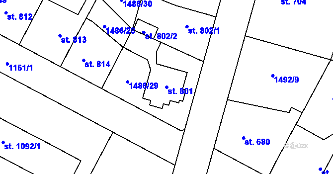 Parcela st. 801 v KÚ Třebechovice pod Orebem, Katastrální mapa