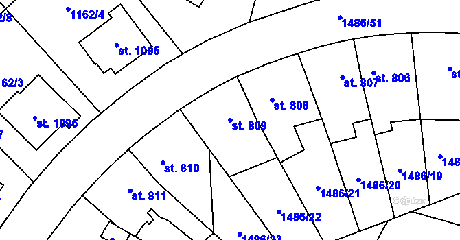 Parcela st. 809 v KÚ Třebechovice pod Orebem, Katastrální mapa