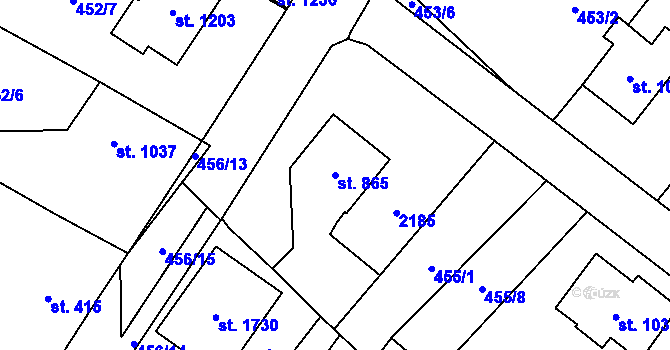 Parcela st. 865 v KÚ Třebechovice pod Orebem, Katastrální mapa