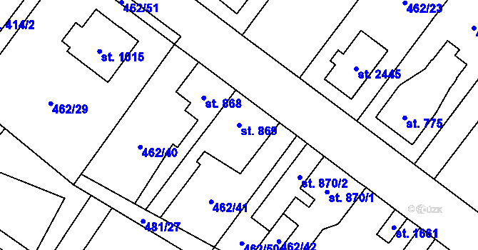 Parcela st. 869 v KÚ Třebechovice pod Orebem, Katastrální mapa