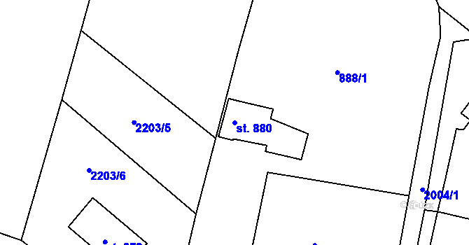 Parcela st. 880 v KÚ Třebechovice pod Orebem, Katastrální mapa