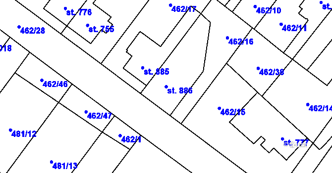 Parcela st. 886 v KÚ Třebechovice pod Orebem, Katastrální mapa