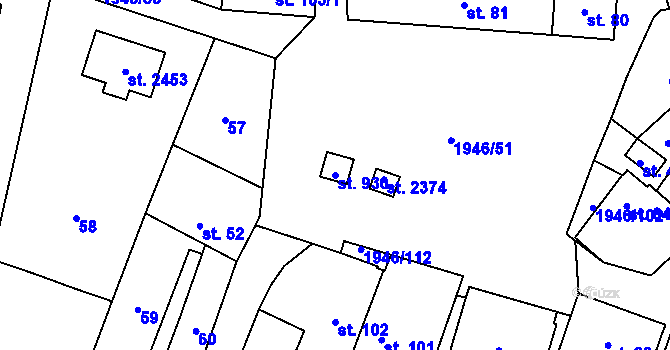 Parcela st. 930 v KÚ Třebechovice pod Orebem, Katastrální mapa