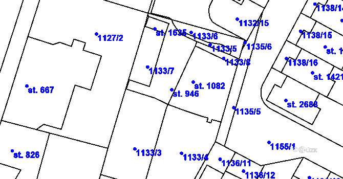 Parcela st. 946 v KÚ Třebechovice pod Orebem, Katastrální mapa