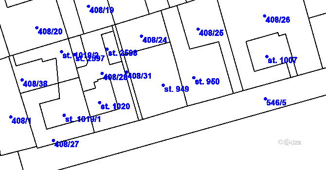 Parcela st. 949 v KÚ Třebechovice pod Orebem, Katastrální mapa