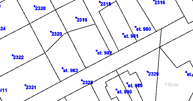 Parcela st. 982 v KÚ Třebechovice pod Orebem, Katastrální mapa