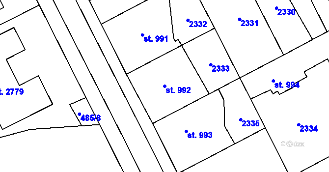 Parcela st. 992 v KÚ Třebechovice pod Orebem, Katastrální mapa