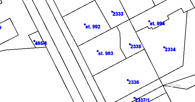 Parcela st. 993 v KÚ Třebechovice pod Orebem, Katastrální mapa