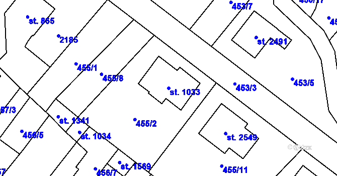 Parcela st. 1033 v KÚ Třebechovice pod Orebem, Katastrální mapa
